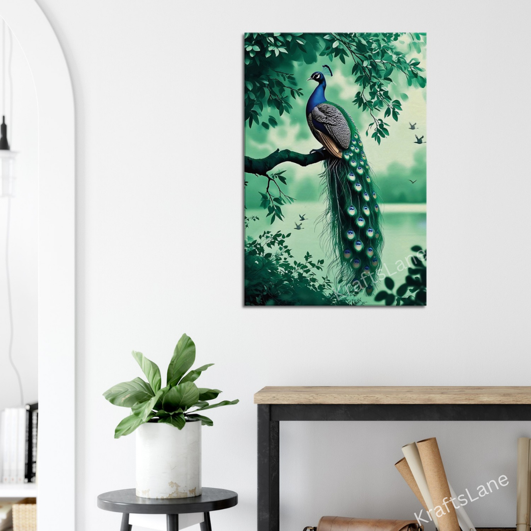 Majestic Peacock Digital Wall Art – Printable Bird Painting, Nature Home Decor | Instant Digital Download