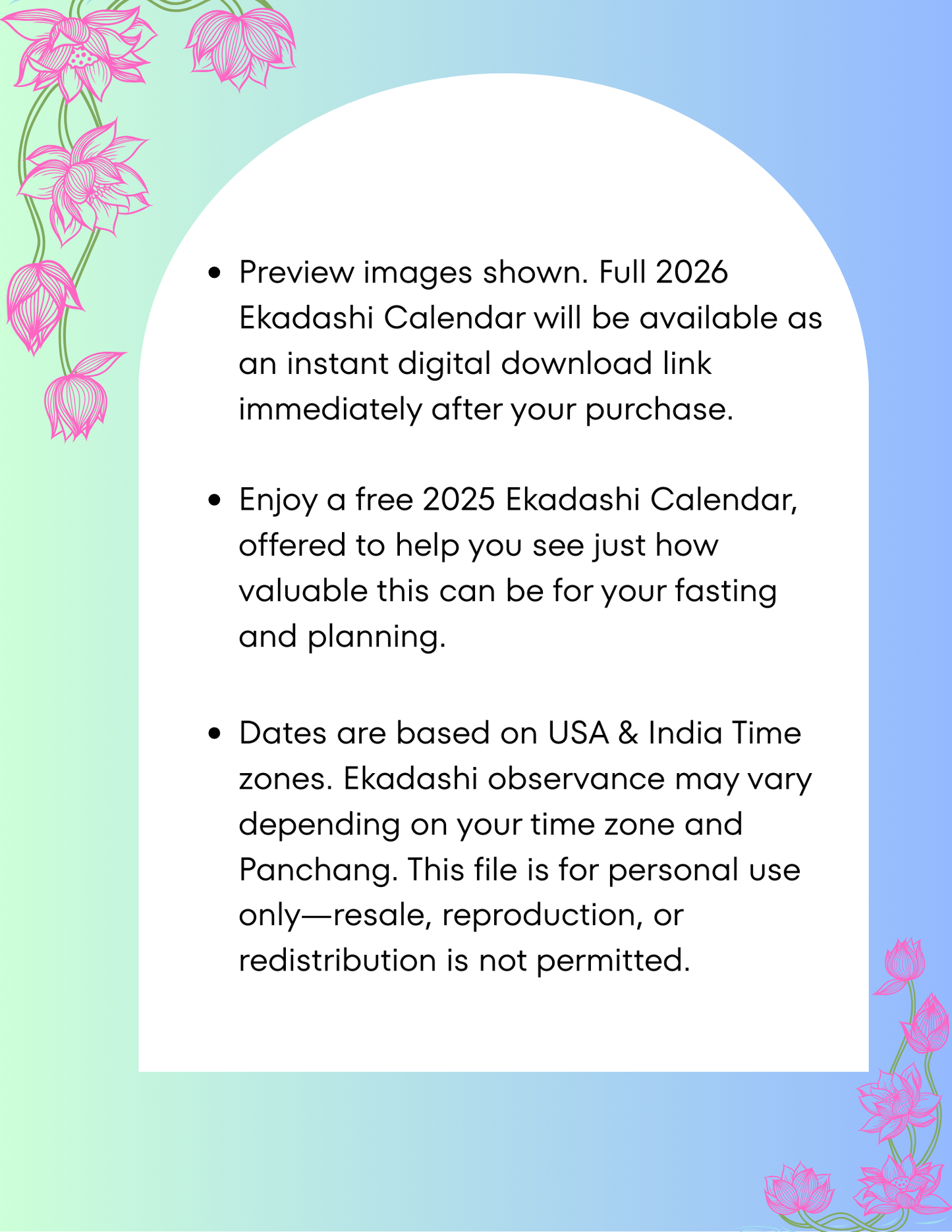 2026 Ekadashi Calendar Hindu Fasting Dates Digital Download PDF