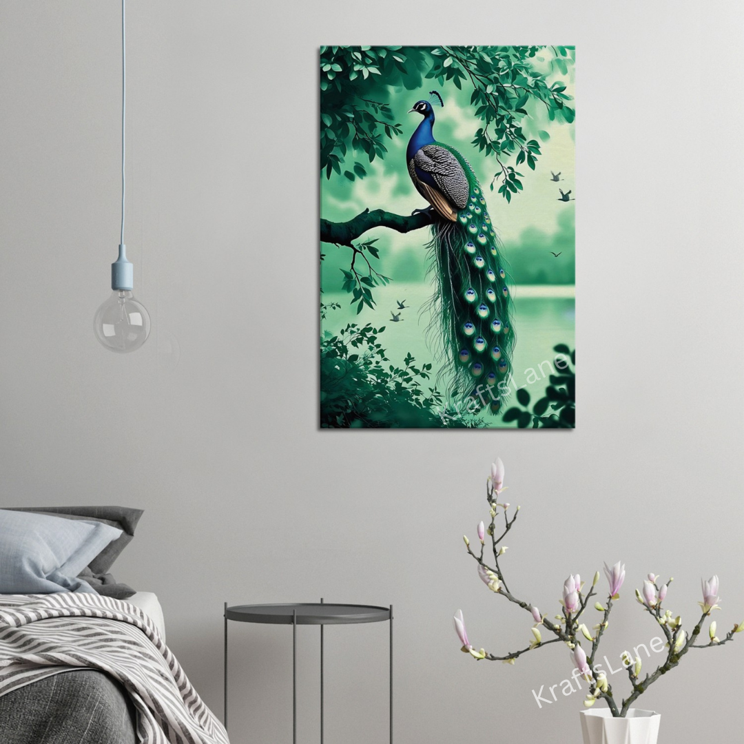Majestic Peacock Digital Wall Art – Printable Bird Painting, Nature Home Decor | Instant Digital Download