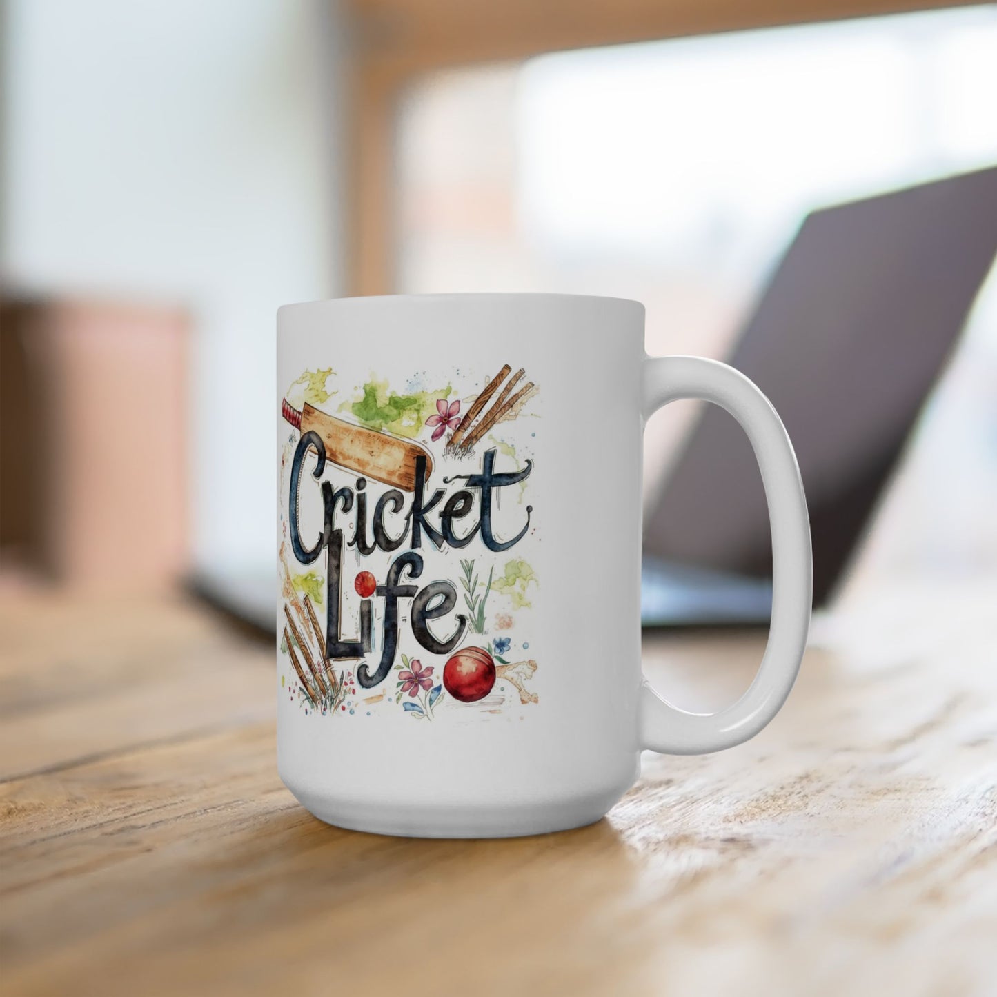 Cricket Sports Life Mug | Ceramic Coffee Cup, 11oz or 15oz