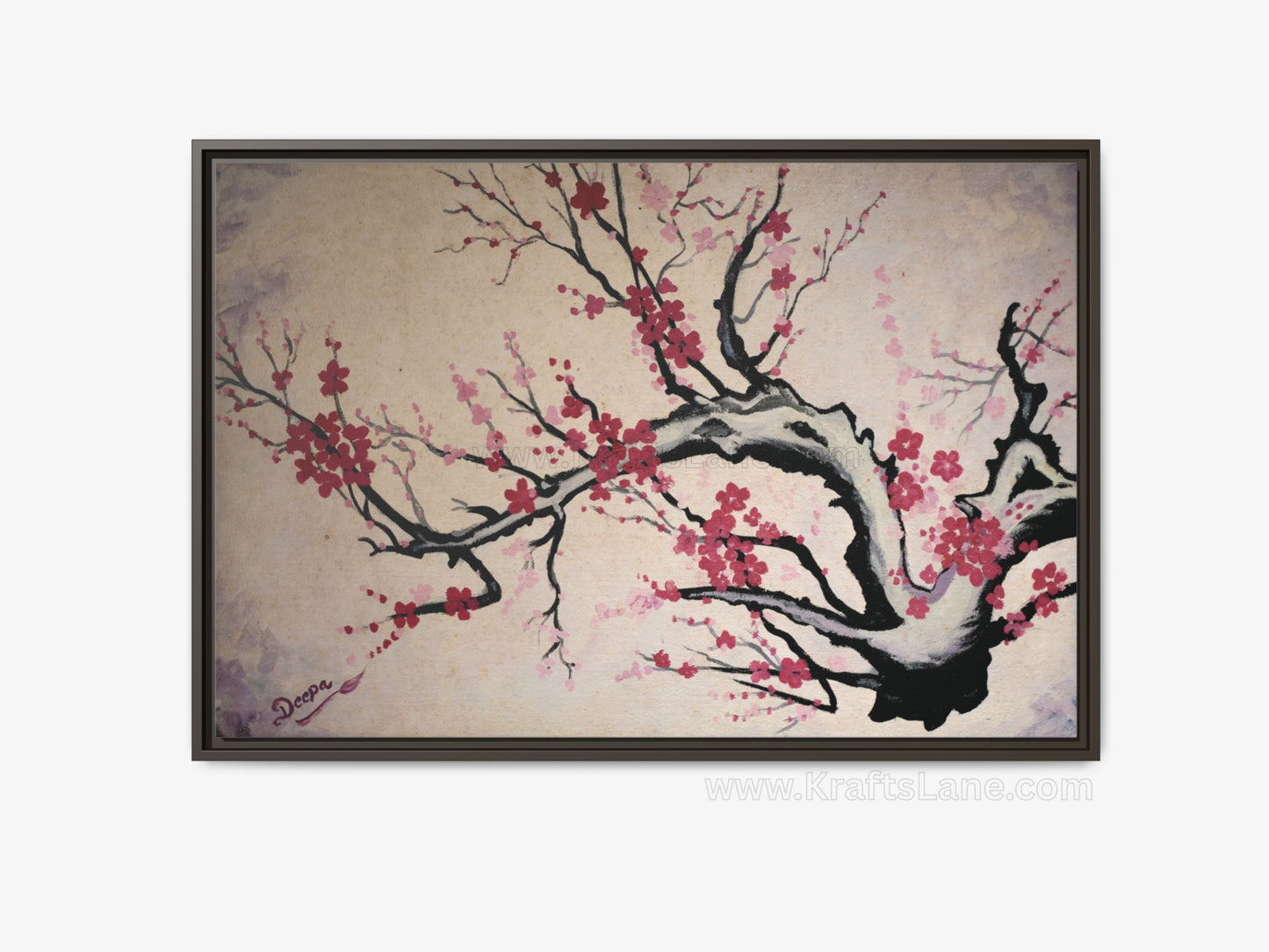 Cherry Blossom Wall Art Print Floral Tree Canvas Pink Blossom Painting Nature Wall Decor Asian Inspired Art Spring Home Decor