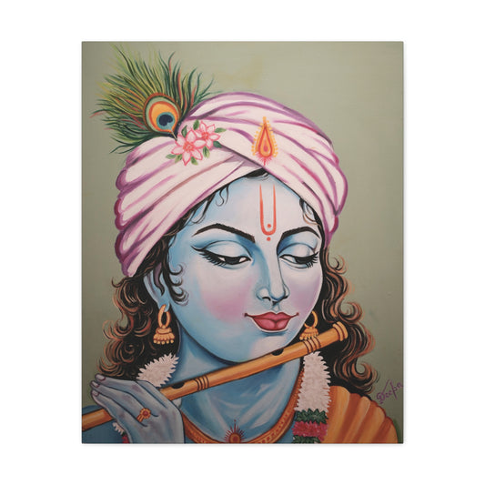 Krishna Flute Oil Painting Print on Stretched Canvas | Original Artwork Print| Wall Art | Ready to use