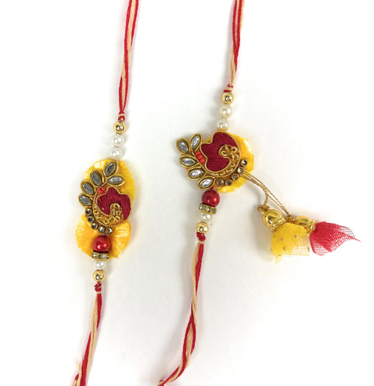 Premium Handmade Rakhi Set-Designer, Traditional Rakhi for Bhai-Bhabhi, Kids, Brother-Sister|High-Quality Raksha Bandhan Gift with Roli Chawal | Kundan Style1