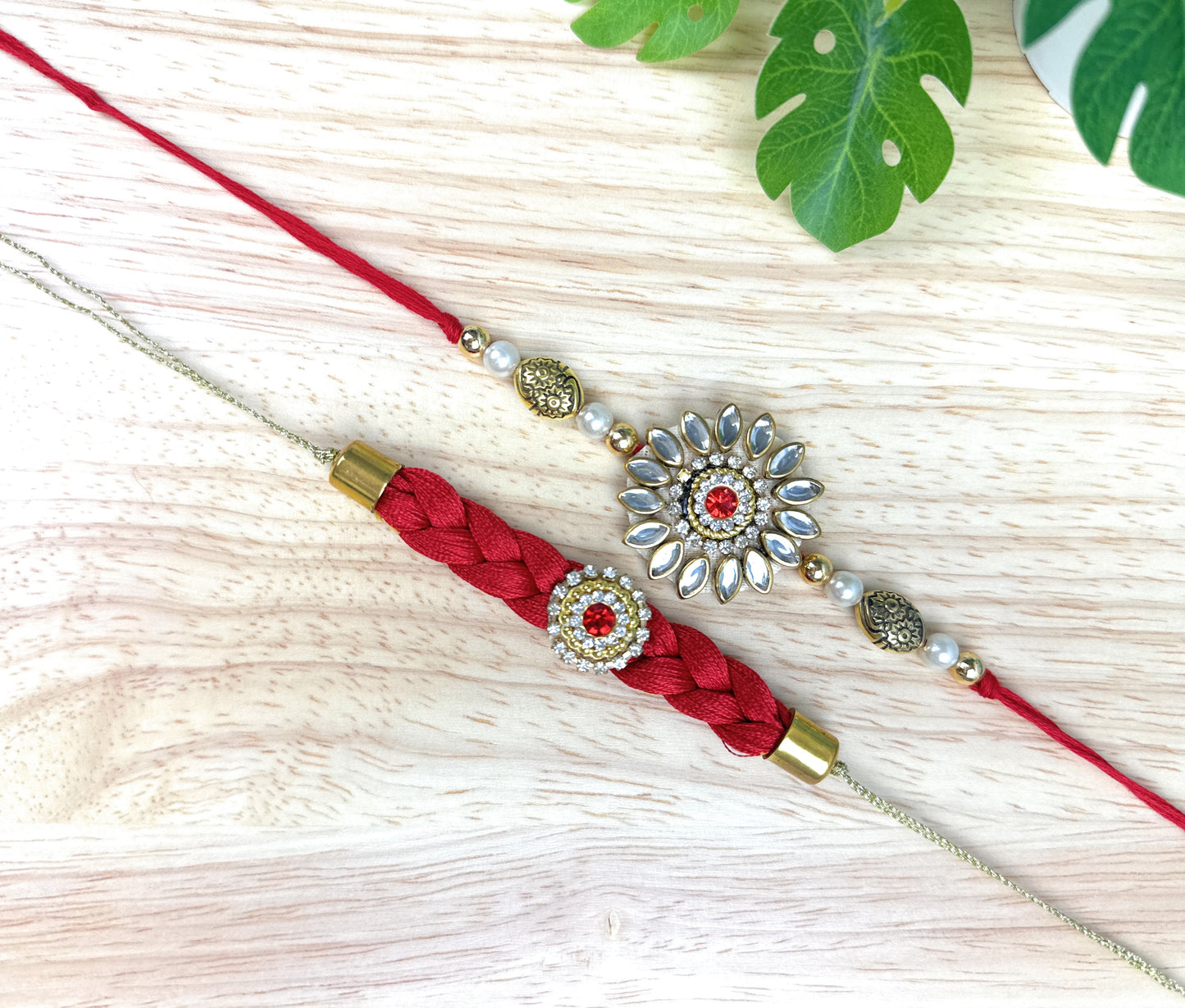 Premium Handmade Designer Traditional Rakhi Bhai, Brother, Sibling, Kids | High-Quality Raksha Bandhan Gift with Roli Chawal | Royal Kundan