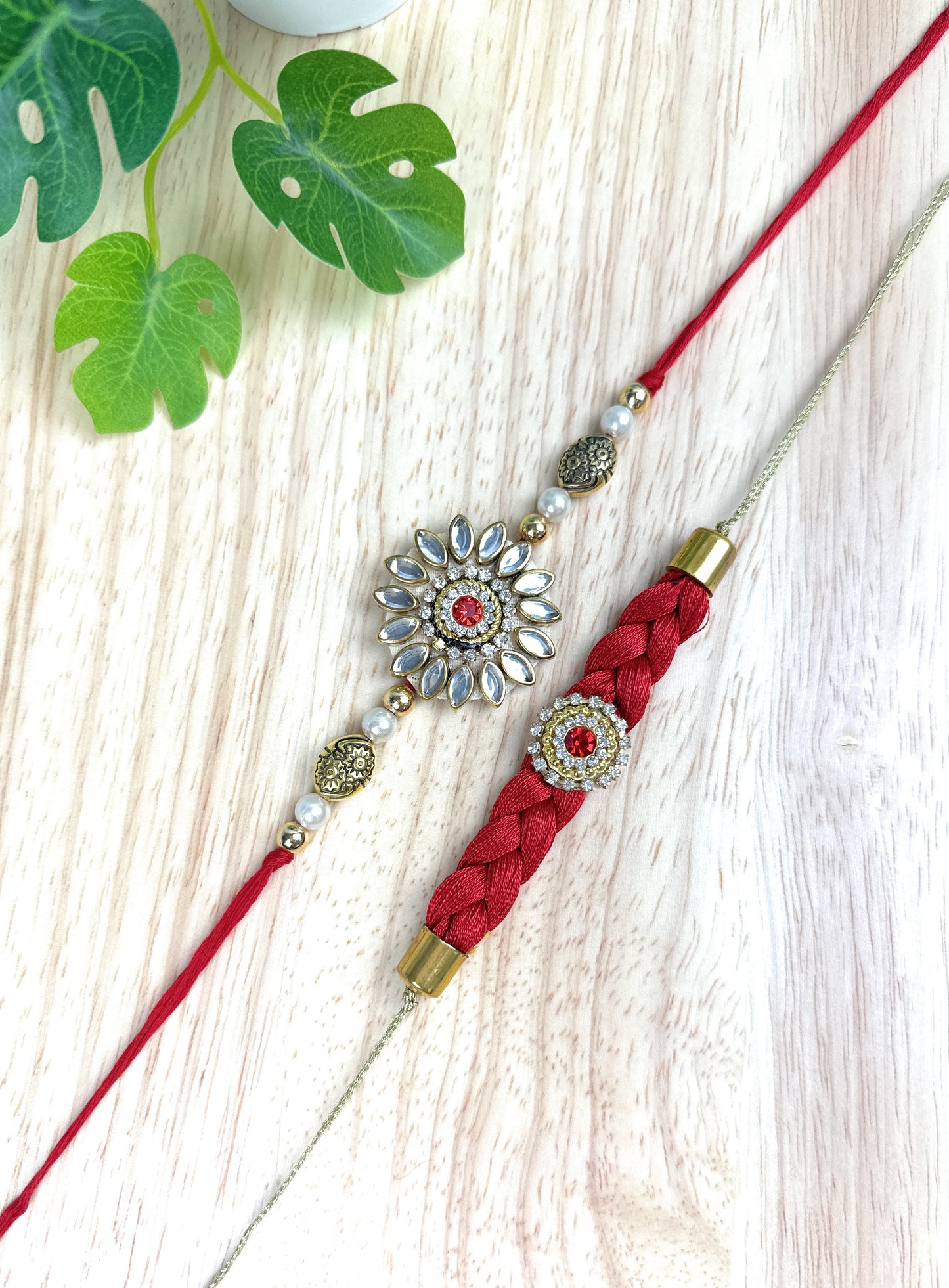 Premium Handmade Designer Traditional Rakhi Bhai, Brother, Sibling, Kids | High-Quality Raksha Bandhan Gift with Roli Chawal | Royal Kundan