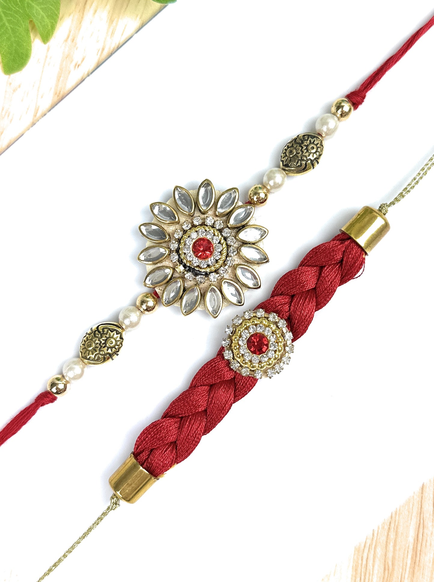 Premium Handmade Designer Traditional Rakhi Bhai, Brother, Sibling, Kids | High-Quality Raksha Bandhan Gift with Roli Chawal | Royal Kundan