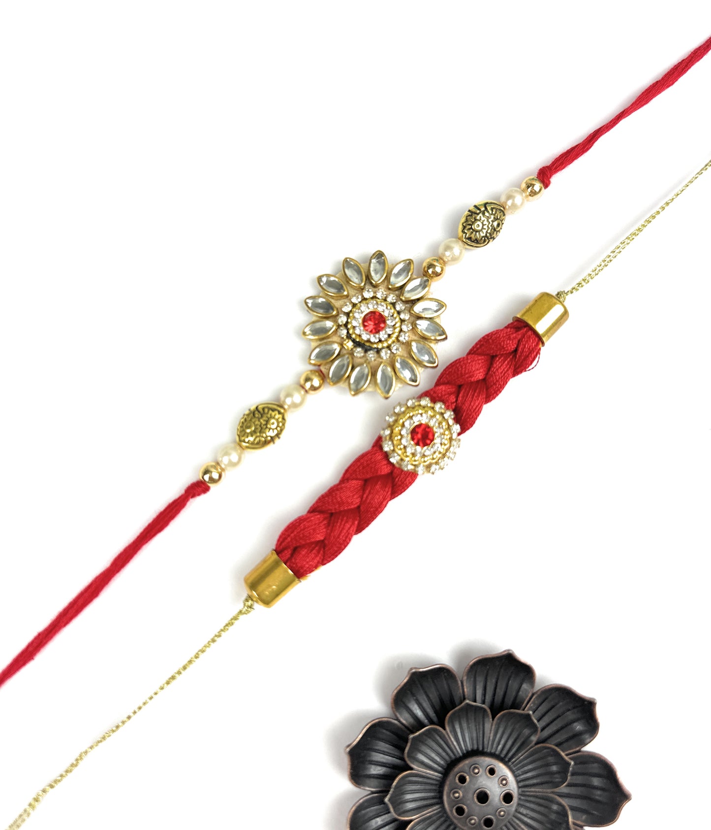 Premium Handmade Designer Traditional Rakhi Bhai, Brother, Sibling, Kids | High-Quality Raksha Bandhan Gift with Roli Chawal | Royal Kundan
