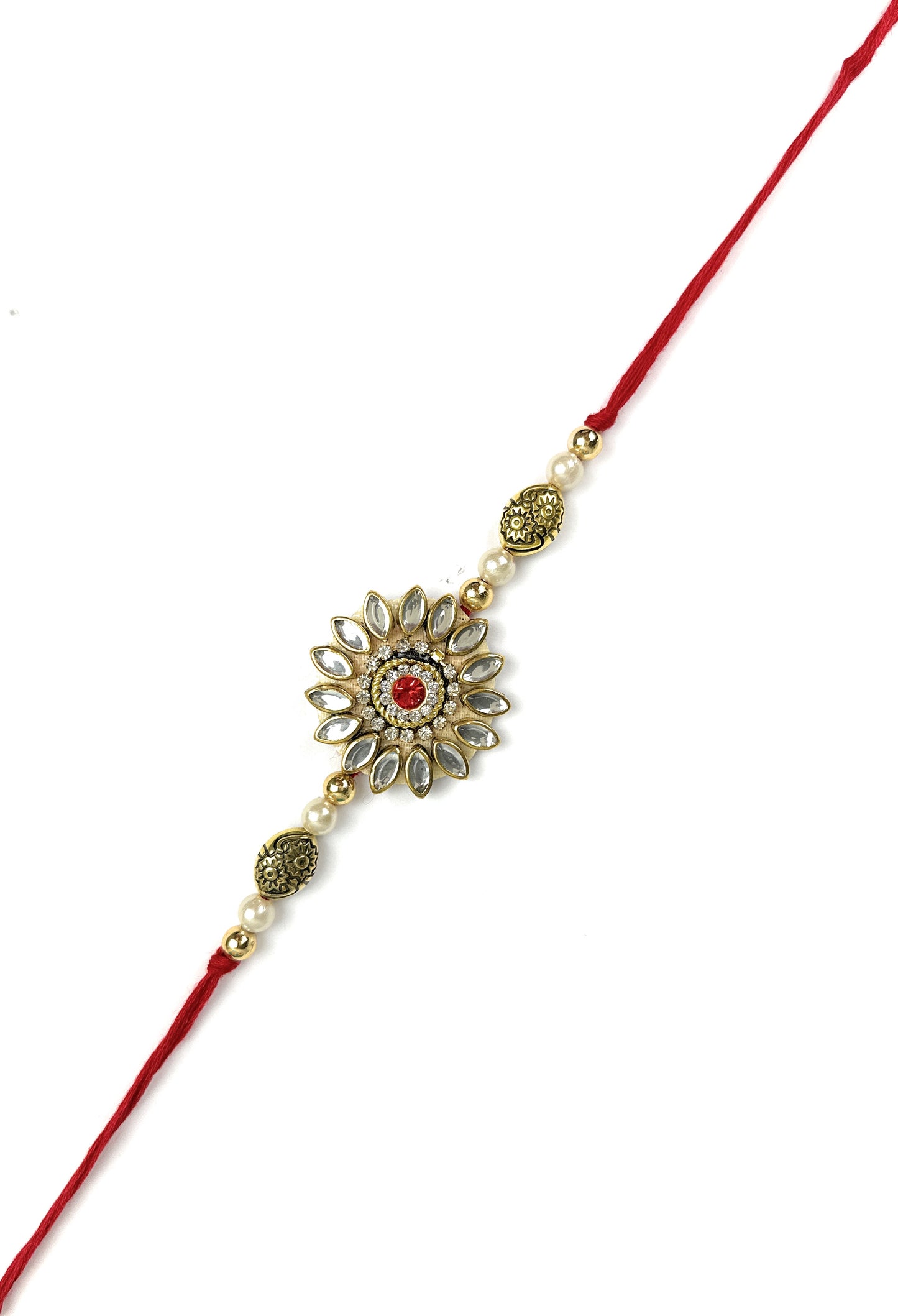 Premium Handmade Designer Traditional Rakhi Bhai, Brother, Sibling, Kids | High-Quality Raksha Bandhan Gift with Roli Chawal | Royal Kundan