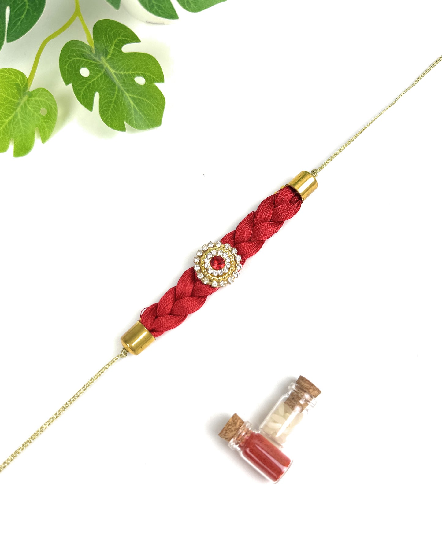 Premium Handmade Designer Traditional Rakhi Bhai, Brother, Sibling, Kids | High-Quality Raksha Bandhan Gift with Roli Chawal | Royal Kundan