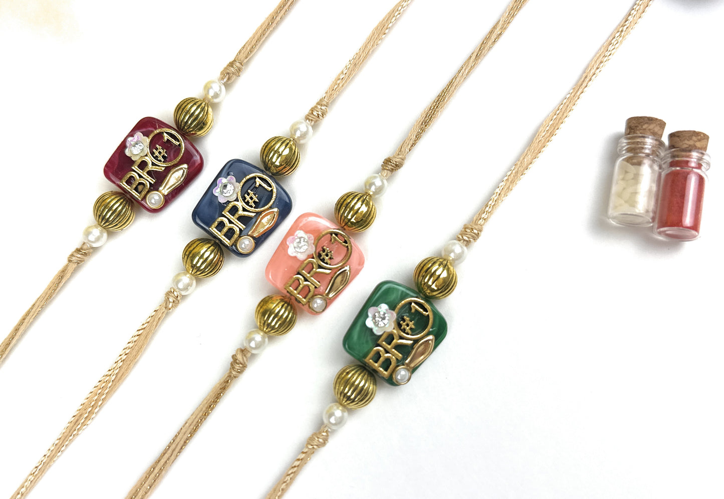 Premium Handmade Designer Traditional Rakhi Bhai, Brother, Sibling, Kids | High-Quality Raksha Bandhan Gift with Roli Chawal | Royal Kundan