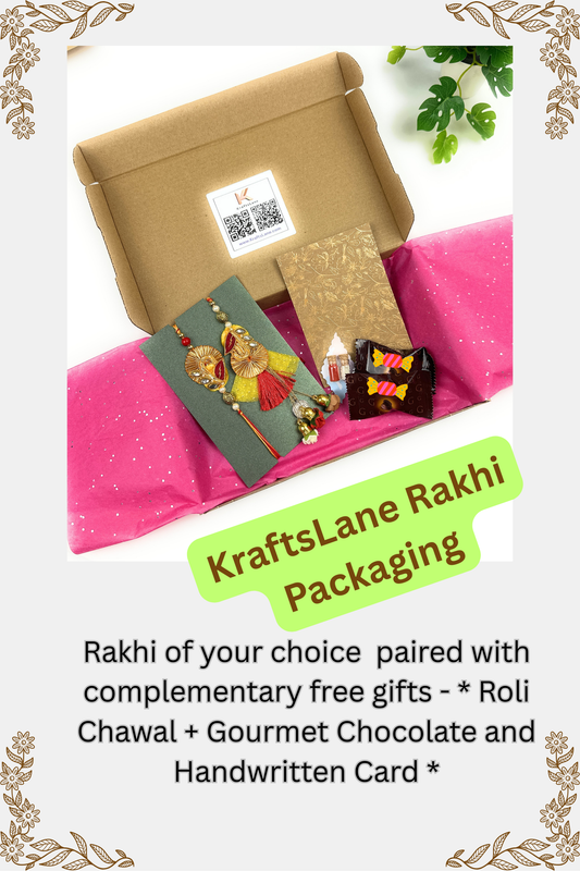 Premium Handmade Designer Traditional Rakhi for Bhai, Brother, Sibling, Kids | High-Quality Raksha Bandhan Gift with Roli Chawal | Traditional
