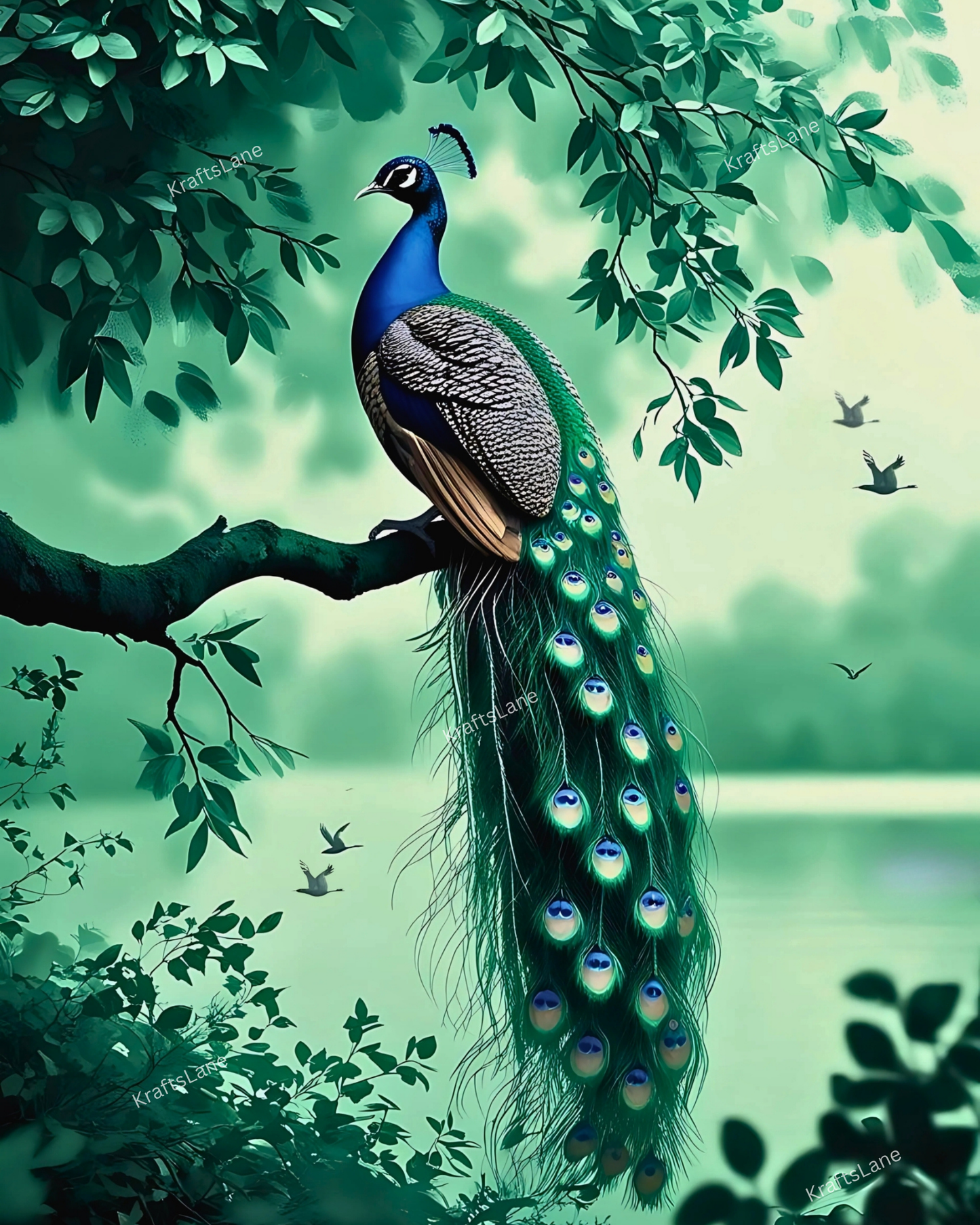Majestic Peacock Digital Wall Art – Printable Bird Painting, Nature Home Decor | Instant Digital Download