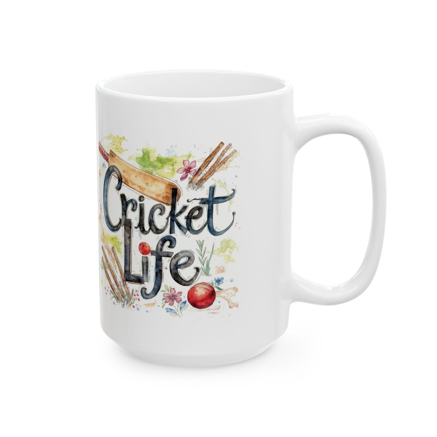 Cricket Sports Life Mug | Ceramic Coffee Cup, 11oz or 15oz