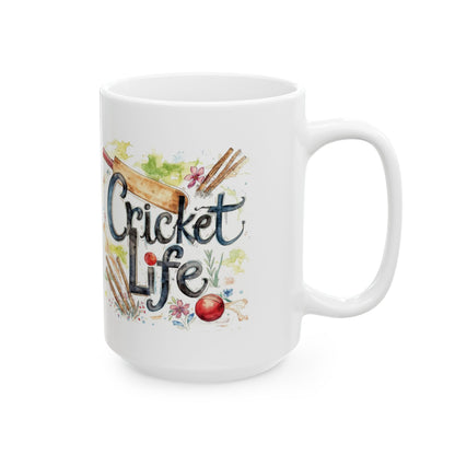 Cricket Sports Life Mug | Ceramic Coffee Cup, 11oz or 15oz