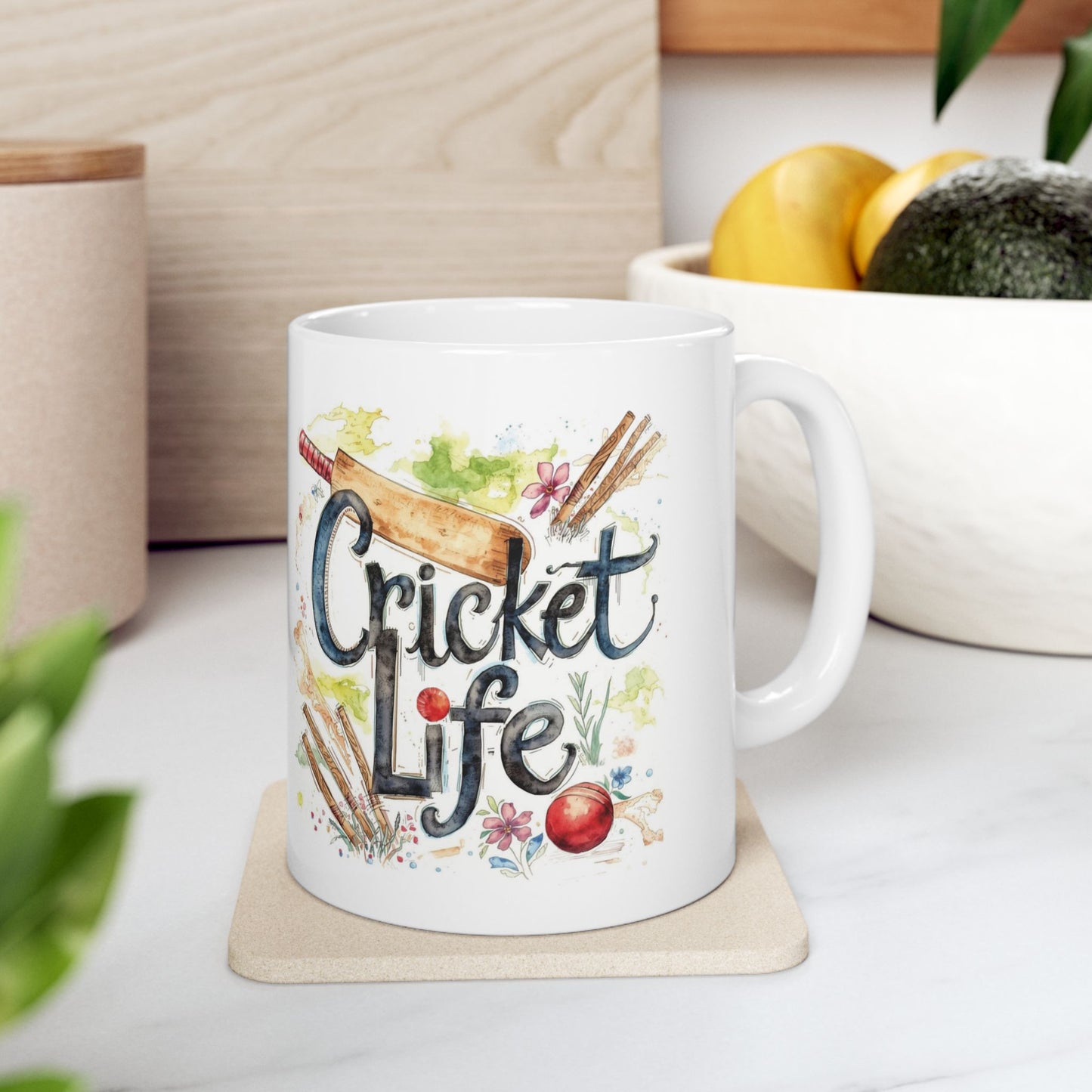 Cricket Sports Life Mug | Ceramic Coffee Cup, 11oz or 15oz
