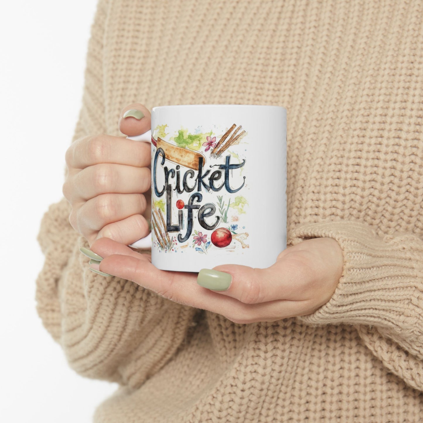 Cricket Sports Life Mug | Ceramic Coffee Cup, 11oz or 15oz