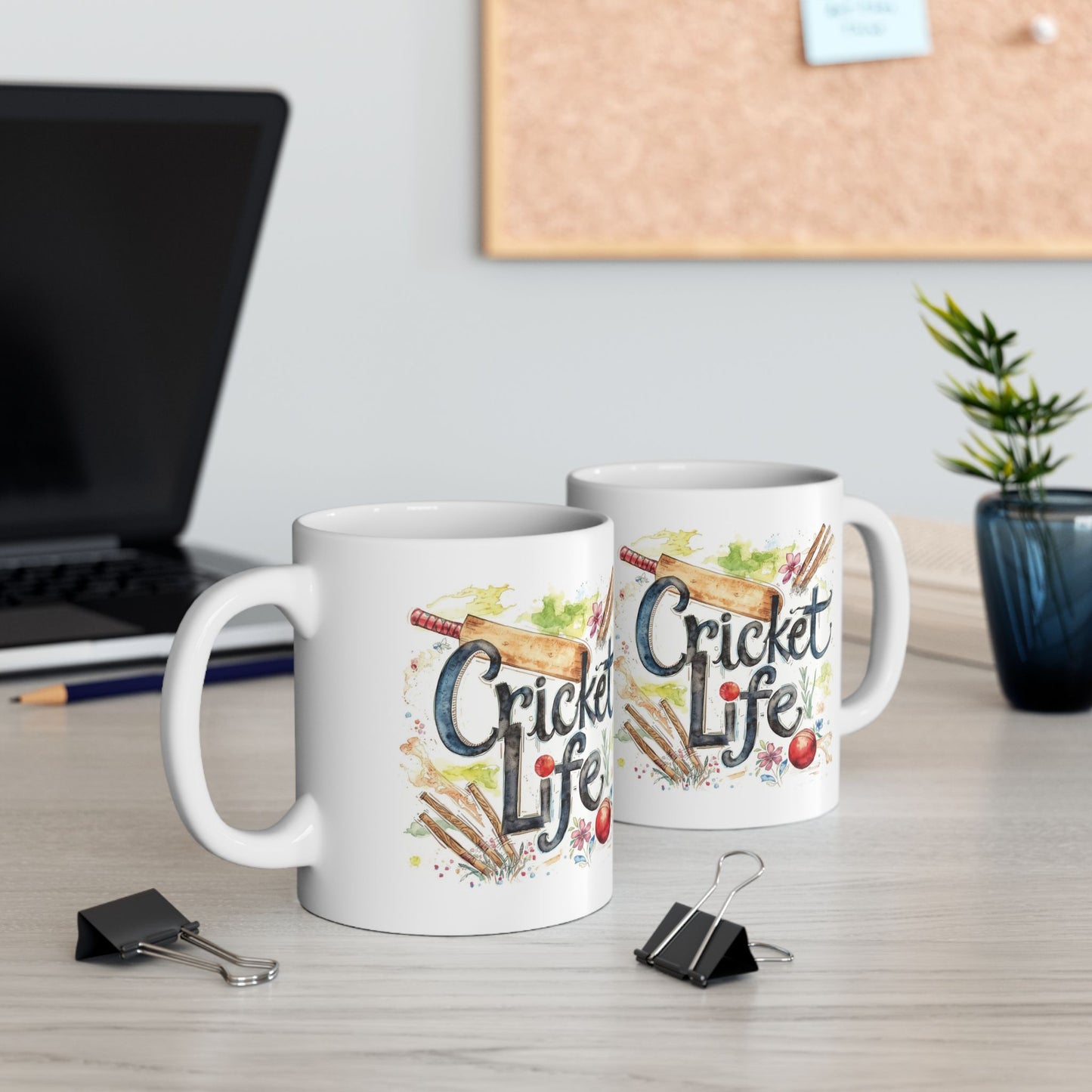Cricket Sports Life Mug | Ceramic Coffee Cup, 11oz or 15oz