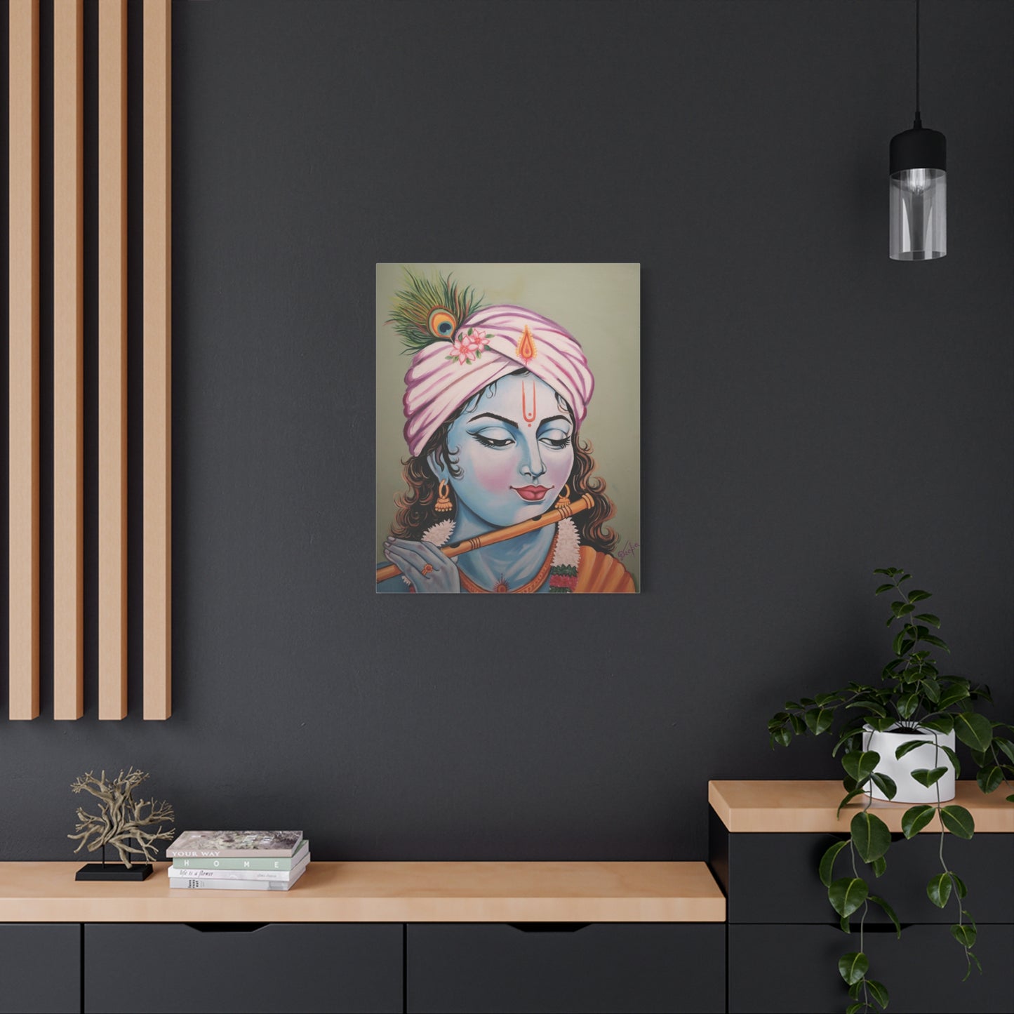 Krishna Flute Oil Painting Print on Stretched Canvas | Original Artwork Print| Wall Art | Ready to use