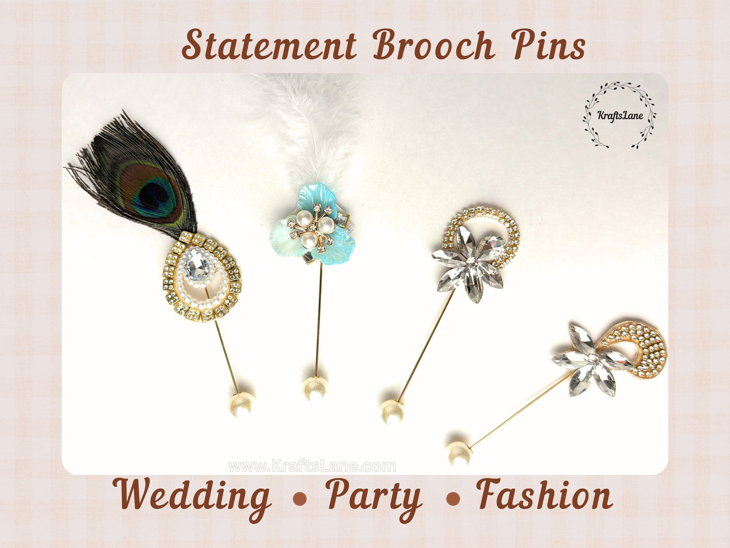 Statement Brooch Pins – Peacock Feather & Gemstone Decorative Lapel Pins for Wedding, Party & Formal Wear