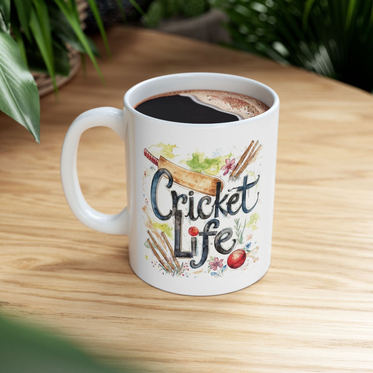 Cricket Sports Life Mug | Ceramic Coffee Cup, 11oz or 15oz