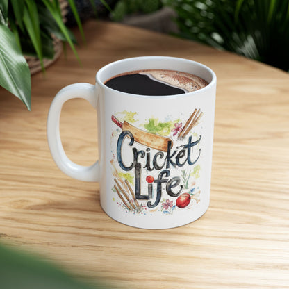 Cricket Sports Life Mug | Ceramic Coffee Cup, 11oz or 15oz
