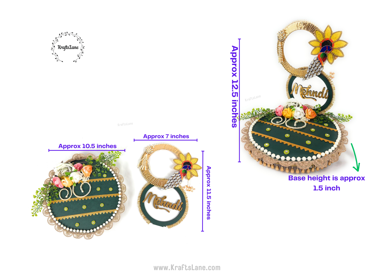 Green Gold Henna Tray – Handcrafted Mehndi Wedding Ritual Platter Décor