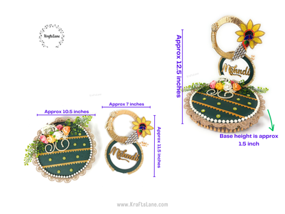 Green Gold Henna Tray – Handcrafted Mehndi Wedding Ritual Platter Décor