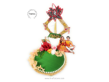 Green Gold Henna Tray – Handcrafted Mehndi Wedding Ritual Platter Décor
