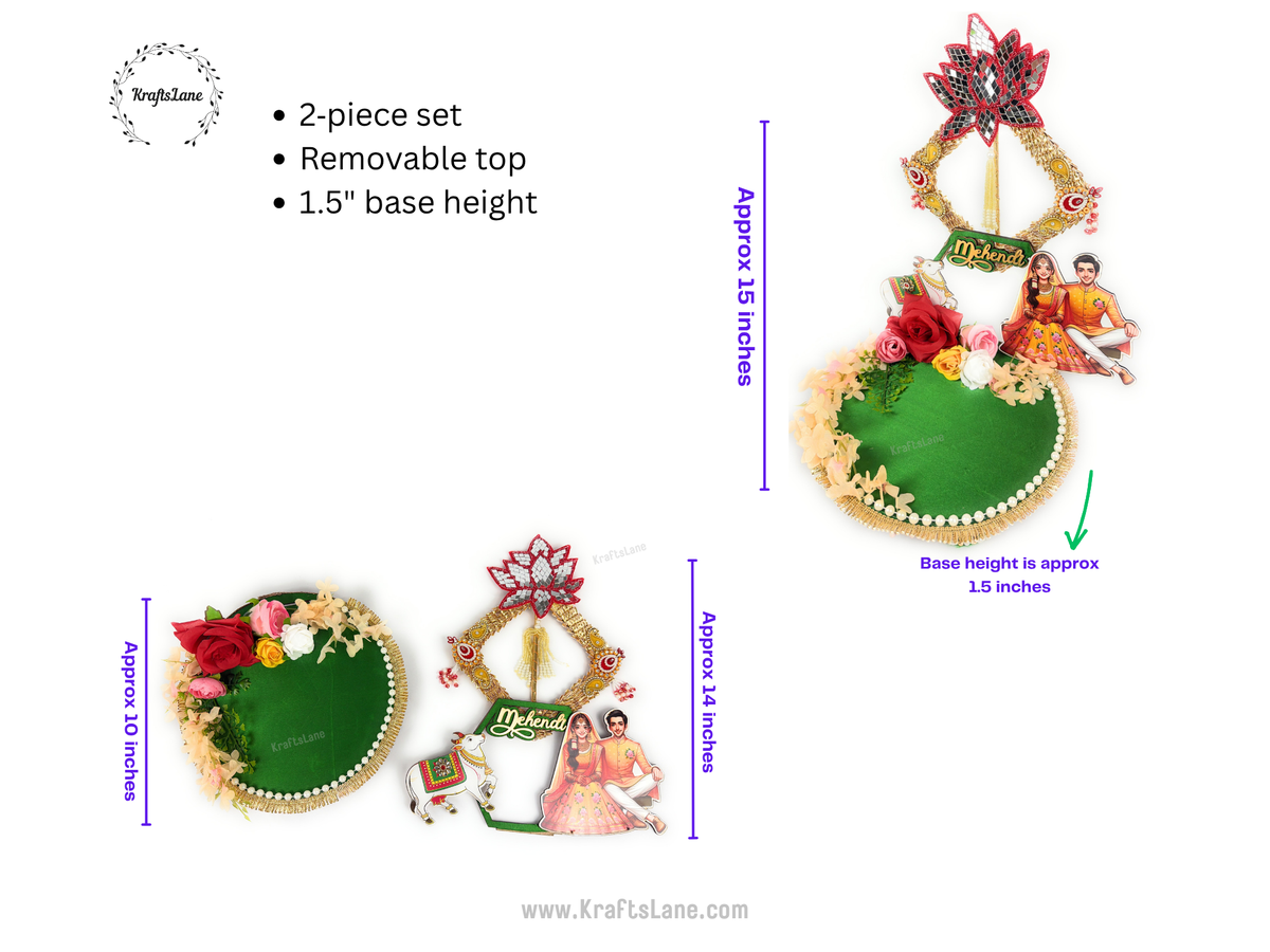 Green Gold Henna Tray – Handcrafted Mehndi Wedding Ritual Platter Décor