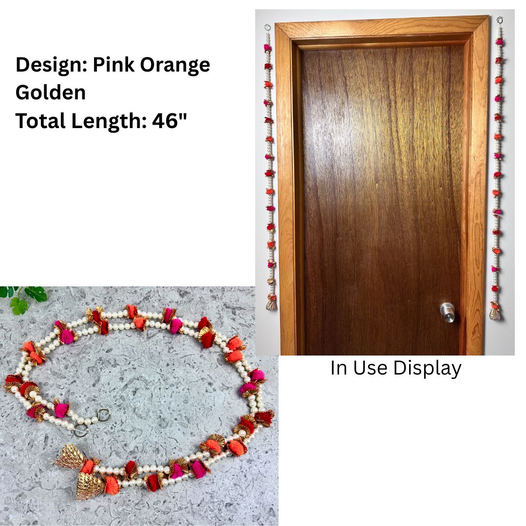 Vertical Pearl Toran | Minimalist Designs | Bandanwar | Pooja Door Hanging for Diwali, Housewarming | Unique Gift for Auspicious Occasions | Handcrafted