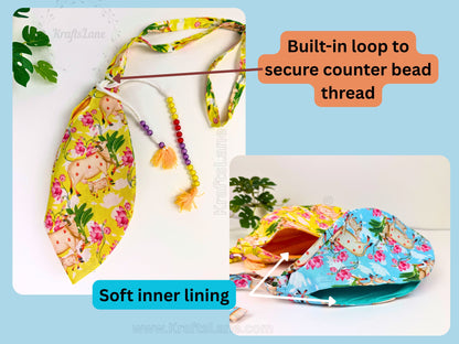 Japa Mala Jholi for Hare Krishna Chanting | Devotional Bead Bag for Japa Meditation | Sacred Chanting Bead Holder