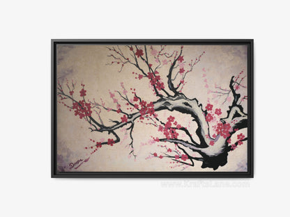 Cherry Blossom Wall Art Print  Floral Tree Canvas  Pink Blossom Painting  Nature Wall Decor  Asian Inspired Art  Spring Home Decor