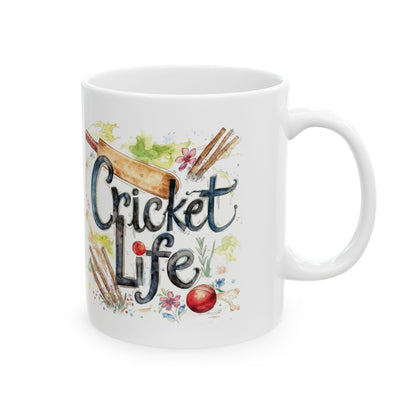 Cricket Sports Life Mug | Ceramic Coffee Cup, 11oz or 15oz