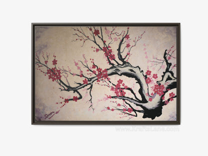 Cherry Blossom Wall Art Print  Floral Tree Canvas  Pink Blossom Painting  Nature Wall Decor  Asian Inspired Art  Spring Home Decor