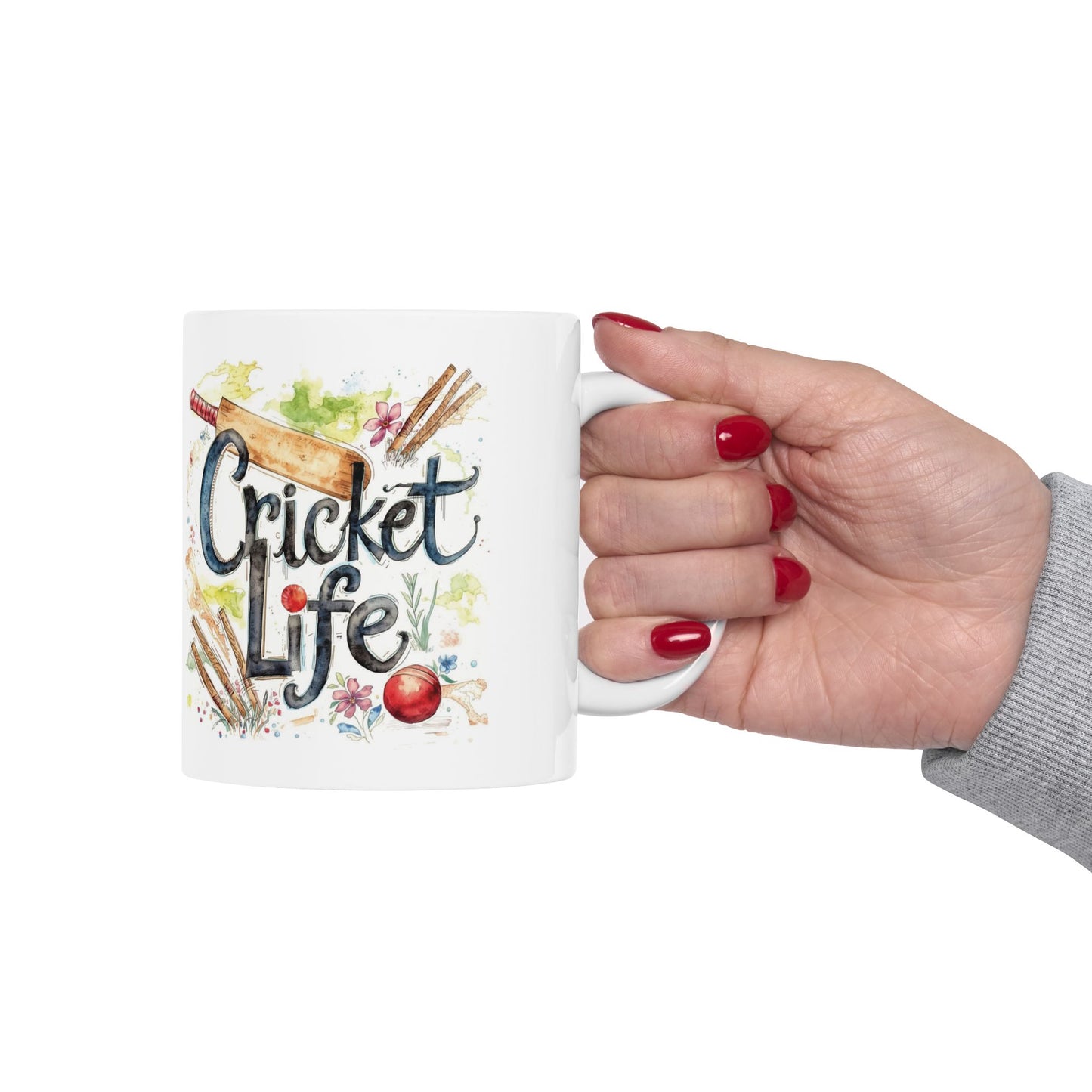 Cricket Sports Life Mug | Ceramic Coffee Cup, 11oz or 15oz