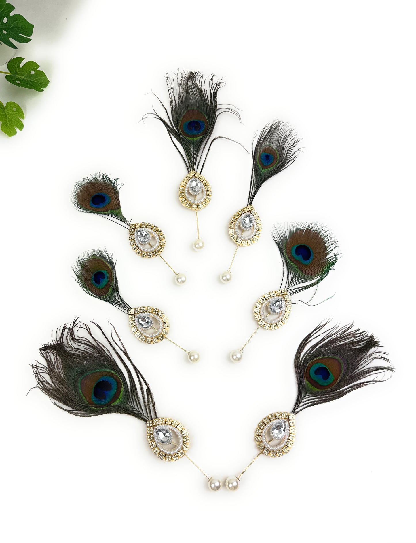 Statement Brooch Pins – Peacock Feather & Gemstone Decorative Lapel Pins for Wedding, Party & Formal Wear