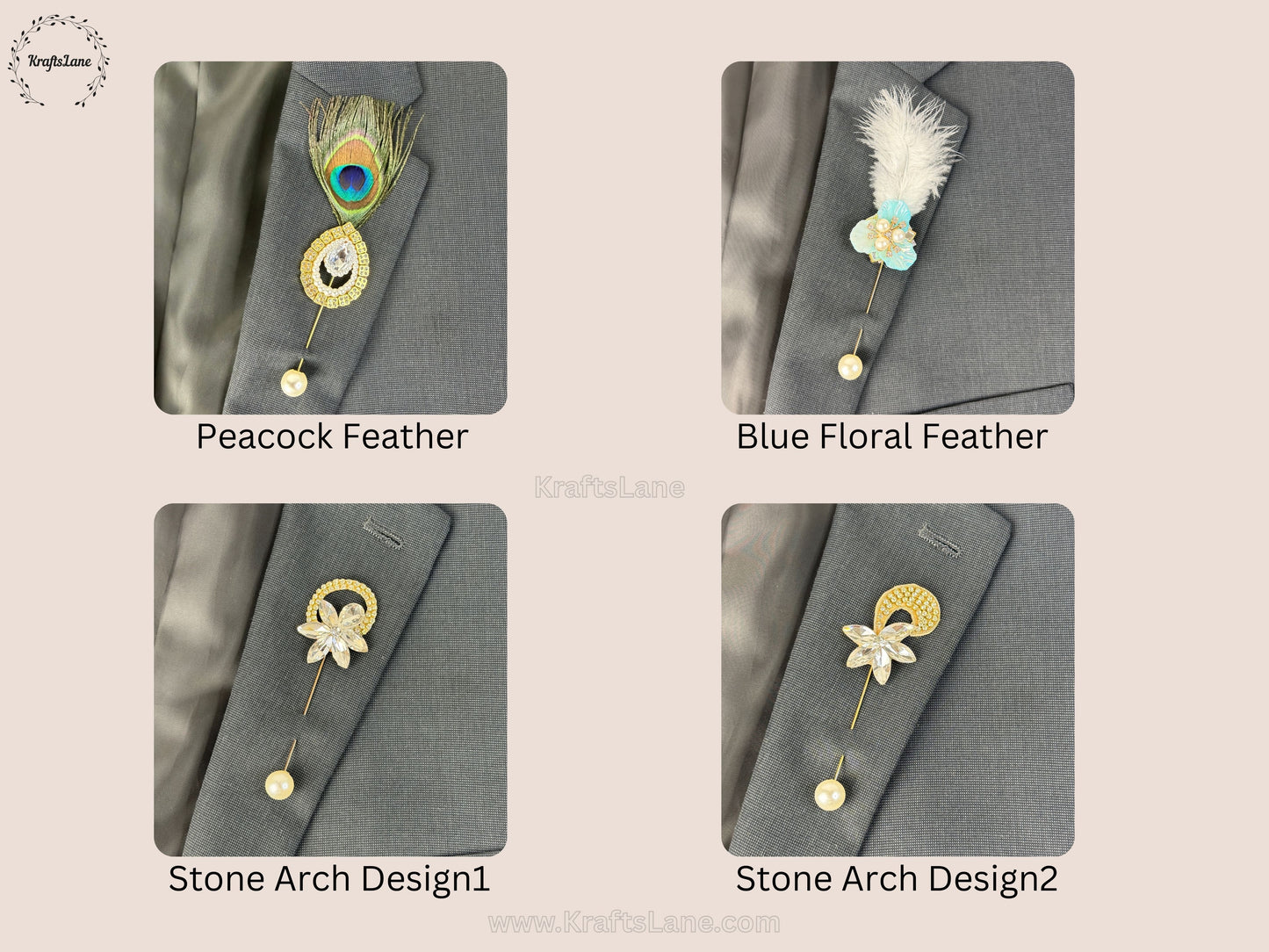 Statement Brooch Pins – Peacock Feather & Gemstone Decorative Lapel Pins for Wedding, Party & Formal Wear