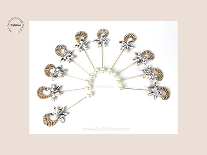 Statement Brooch Pins – Peacock Feather & Gemstone Decorative Lapel Pins for Wedding, Party & Formal Wear