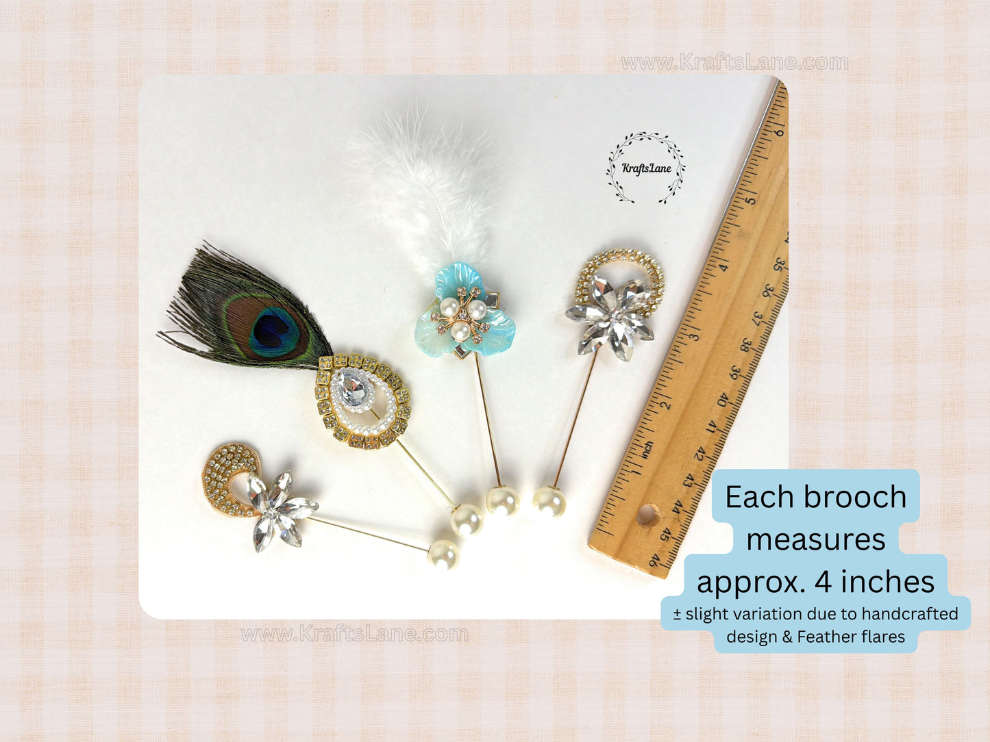 Statement Brooch Pins – Peacock Feather & Gemstone Decorative Lapel Pins for Wedding, Party & Formal Wear