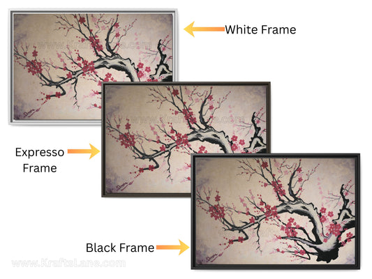 Cherry Blossom Wall Art Print  Floral Tree Canvas  Pink Blossom Painting  Nature Wall Decor  Asian Inspired Art  Spring Home Decor