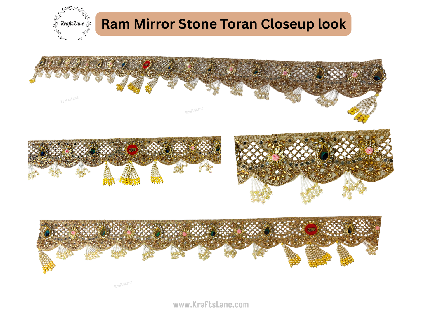 Ram Toran Bandanwar – Kundan Mirror Door Hanging | Festive Indian Home Decor