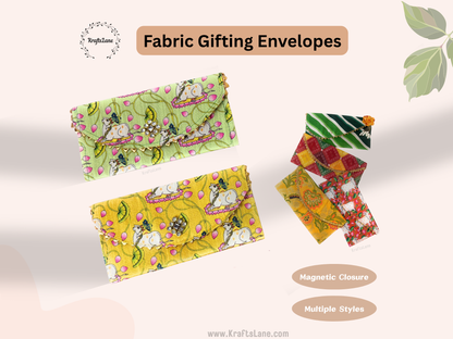 Eco-Friendly Handmade Fabric Gift Envelopes with Magnetic Closure – Reusable Wedding & Cash Gift Covers for Cards, Money & Return Favors