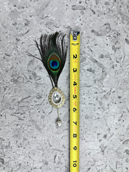 Statement Brooch Pins – Peacock Feather & Gemstone Decorative Lapel Pins for Wedding, Party & Formal Wear