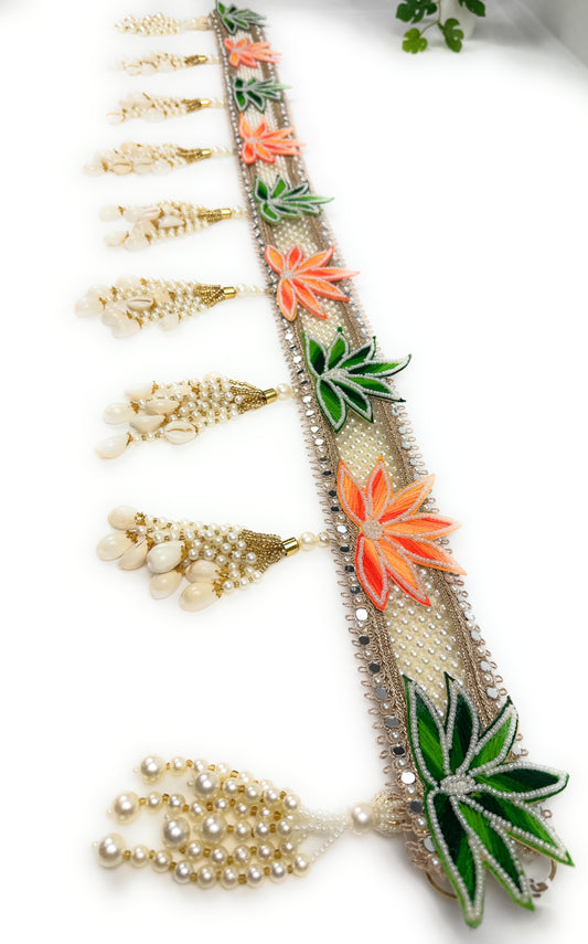 Pearl Premium Toran | Bandanwar | Pooja Door Hanging for Diwali, Housewarming | Unique Gift for Auspicious Occasions | Handcrafted