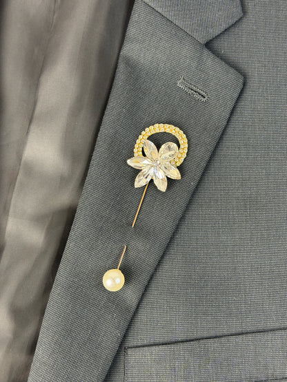 Statement Brooch Pins – Peacock Feather & Gemstone Decorative Lapel Pins for Wedding, Party & Formal Wear