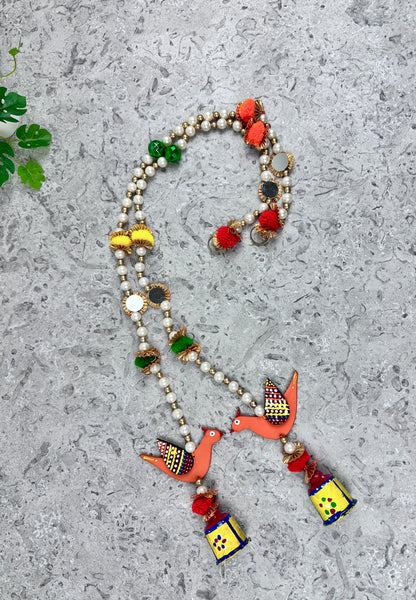 Vertical Pearl Toran | Minimalist Designs | Bandanwar | Pooja Door Hanging for Diwali, Housewarming | Unique Gift for Auspicious Occasions | Handcrafted
