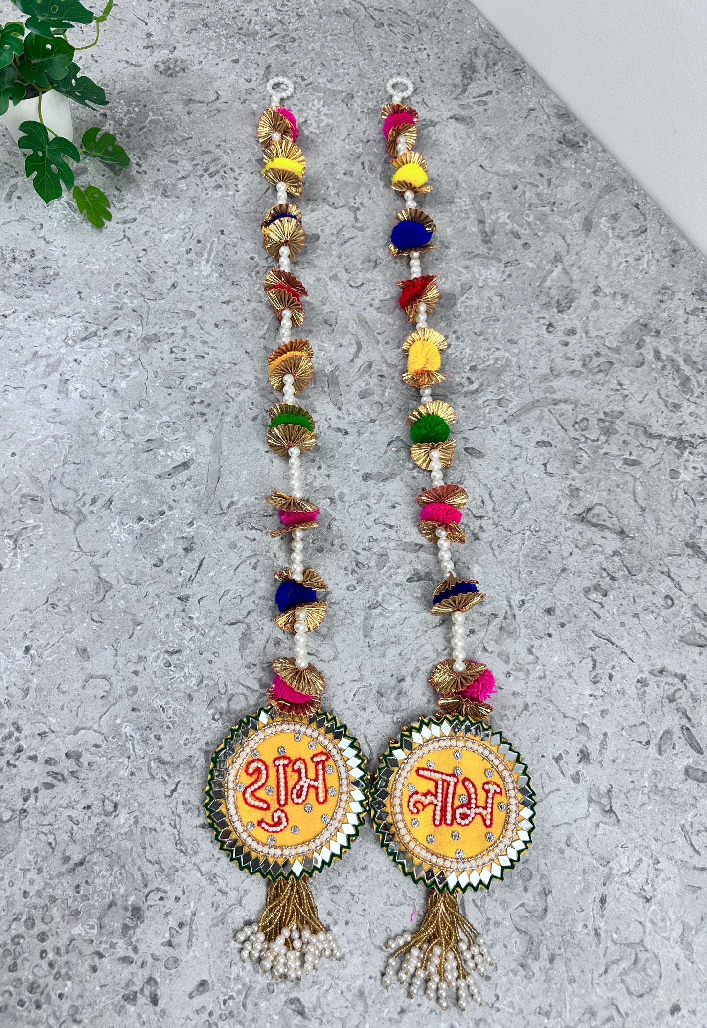 Vertical Pearl Toran | Minimalist Designs | Bandanwar | Pooja Door Hanging for Diwali, Housewarming | Unique Gift for Auspicious Occasions | Handcrafted