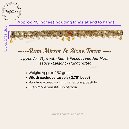 Ram Toran Bandanwar – Kundan Mirror Door Hanging | Festive Indian Home Decor