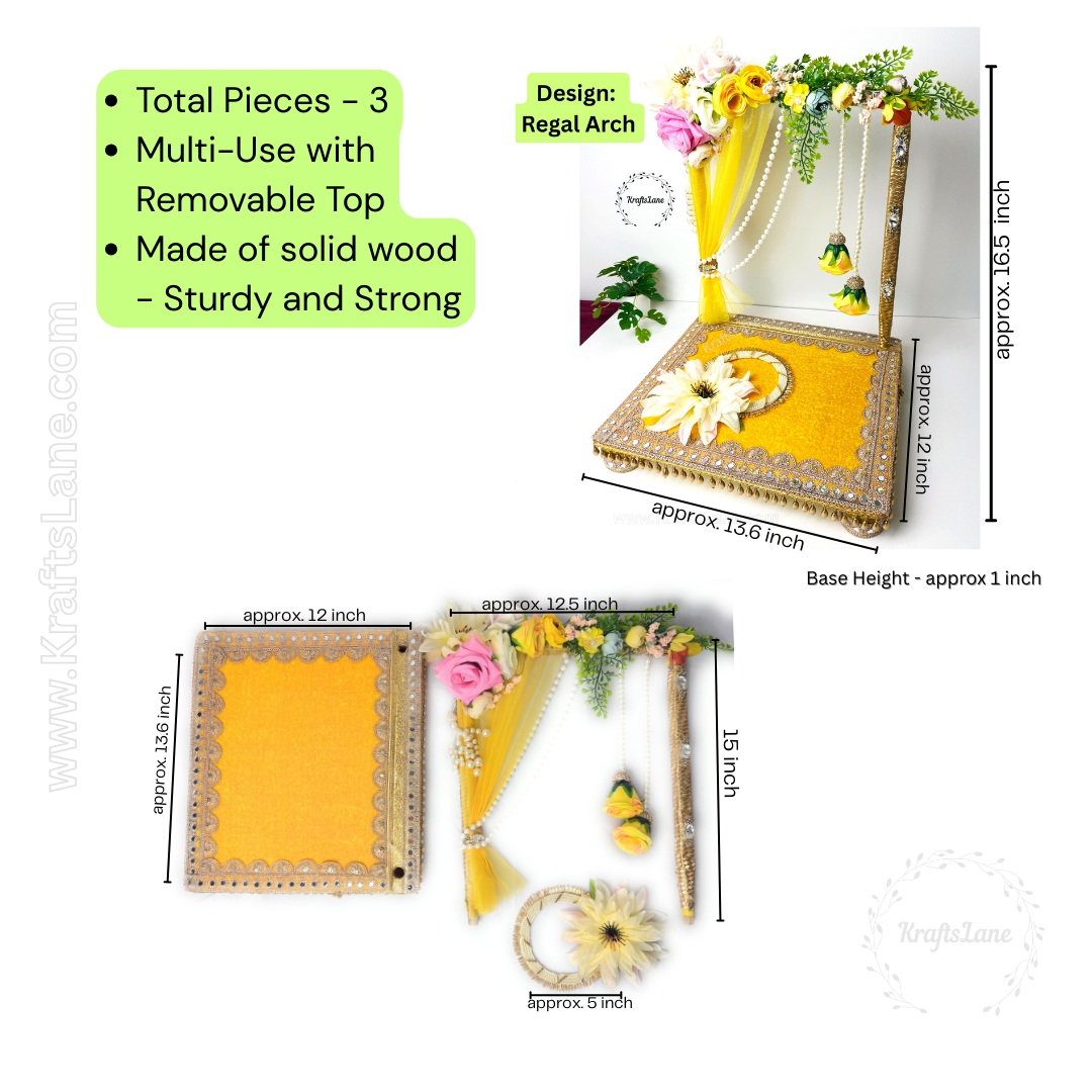 Haldi Ceremony Tray Set – Yellow Foldable Indian Wedding Ritual Platter | South Asian Wedding Decor USA