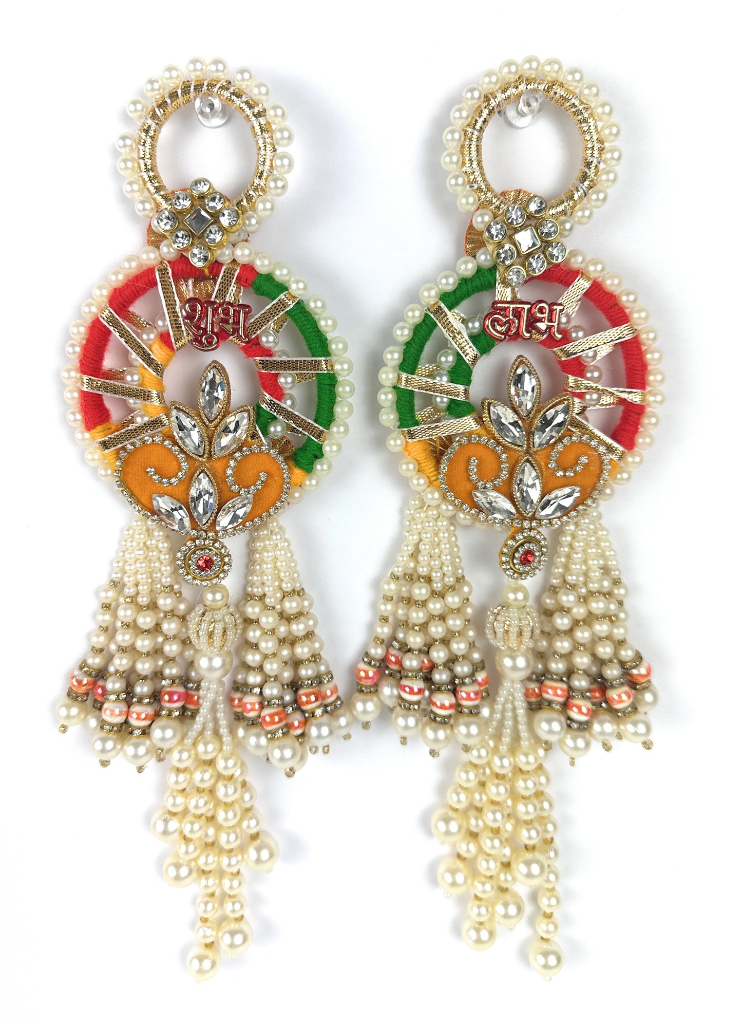 Handcrafted Indian Decorative Shubh-Labh Door Hanging with Pearls and Gemstones, Durable, Diwali Deepawali Decor, Housewarming, Unique Gift